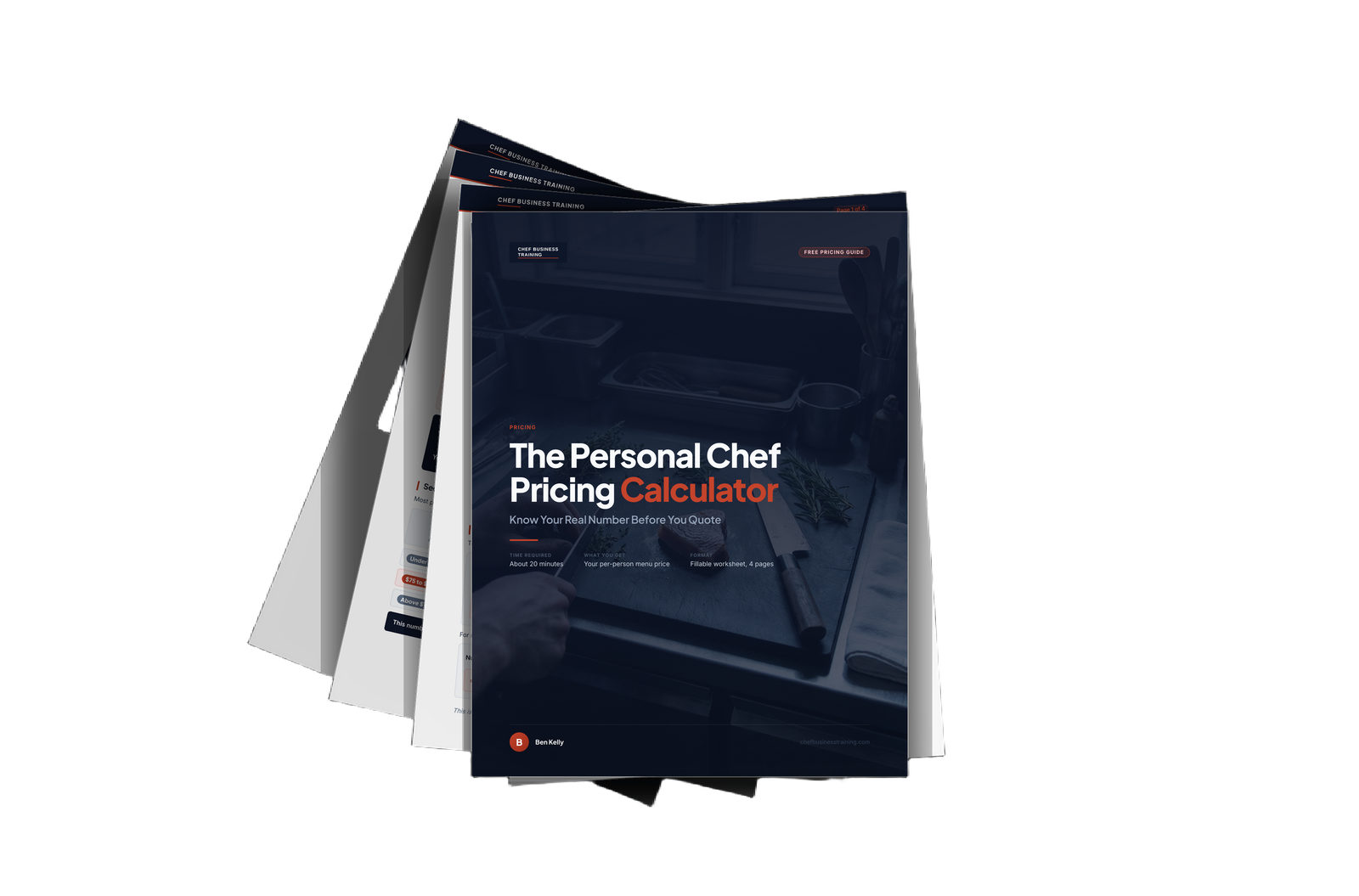 The Private Dinner Pricing Guide, a 5-page fillable workbook